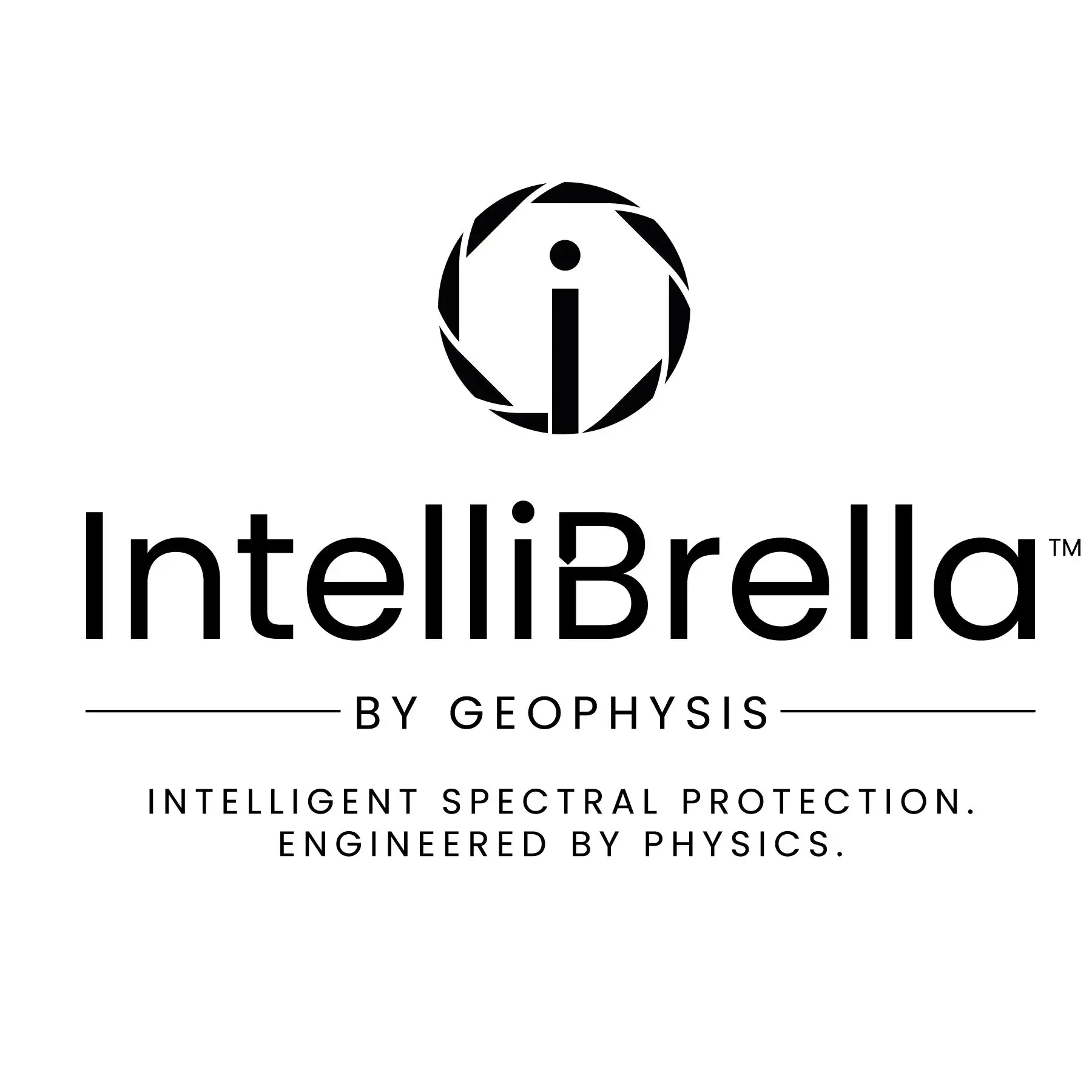 IntelliBrella logo: a minimal umbrella mark above the wordmark, by Geophysis.