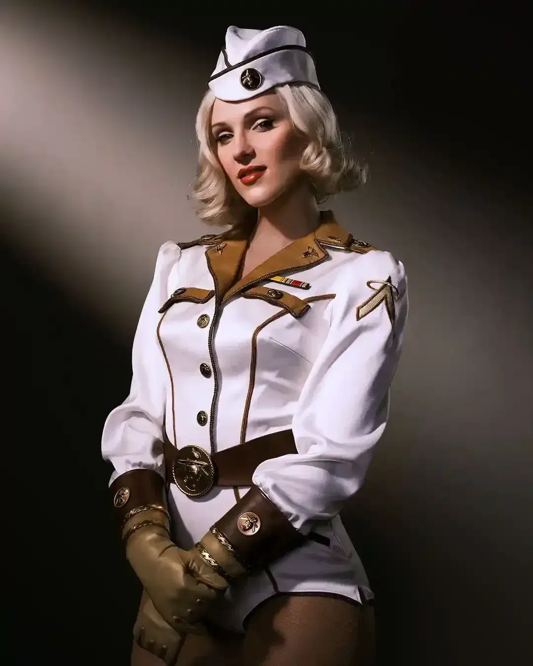 Vought Rising character poster: Elizabeth Posey in a white 1950s-style uniform and cap