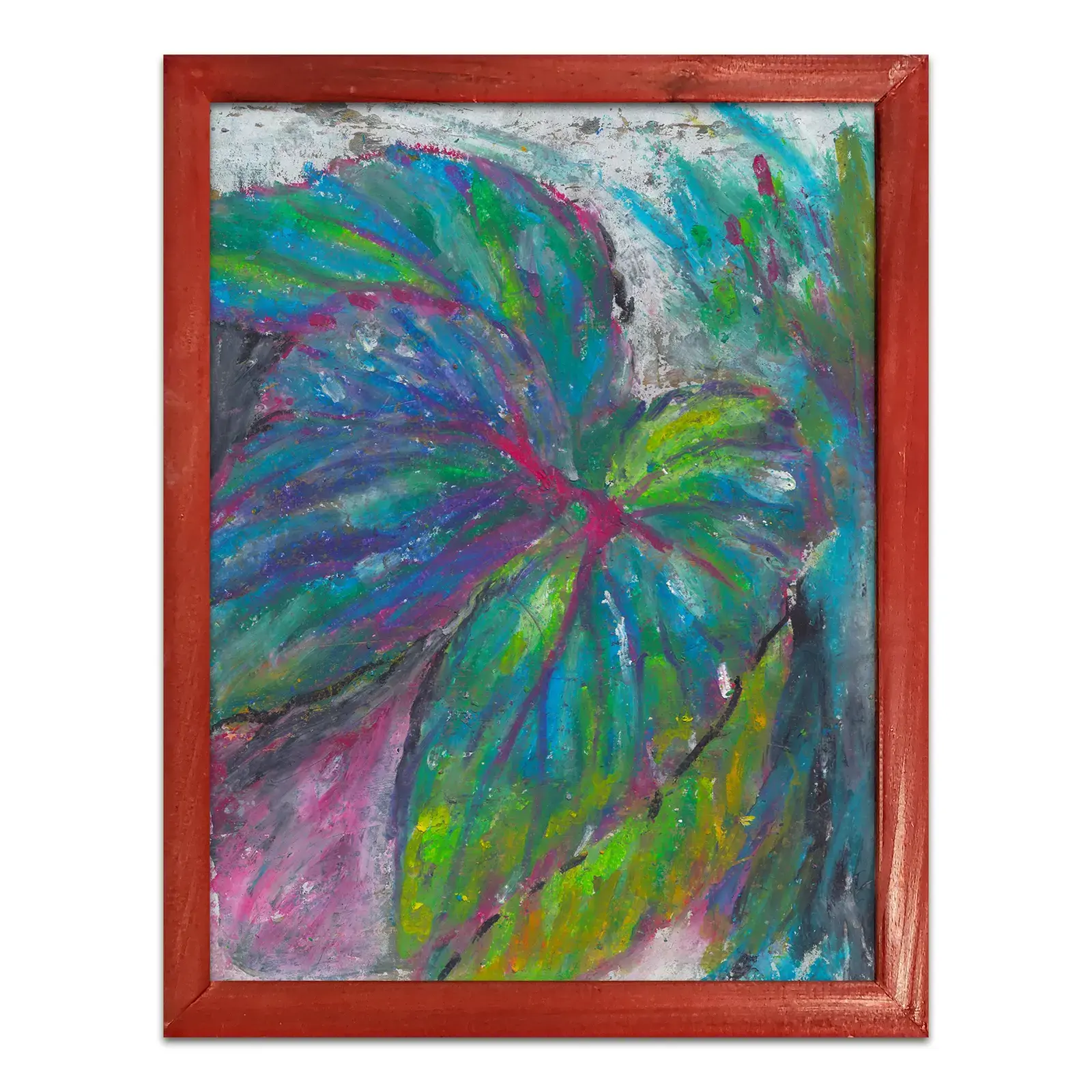 Begonia Leaf Framed - Oil Pastel (8.5x11)