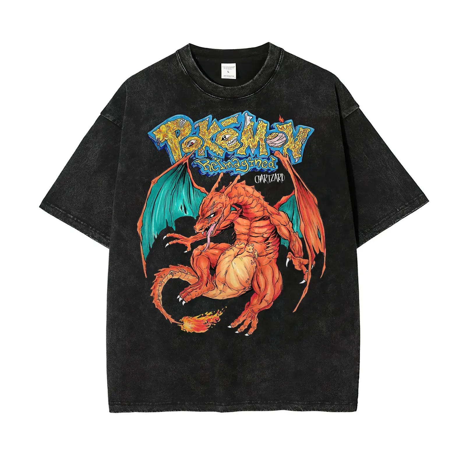 Charizard - Acid Wash Oversize Tee
