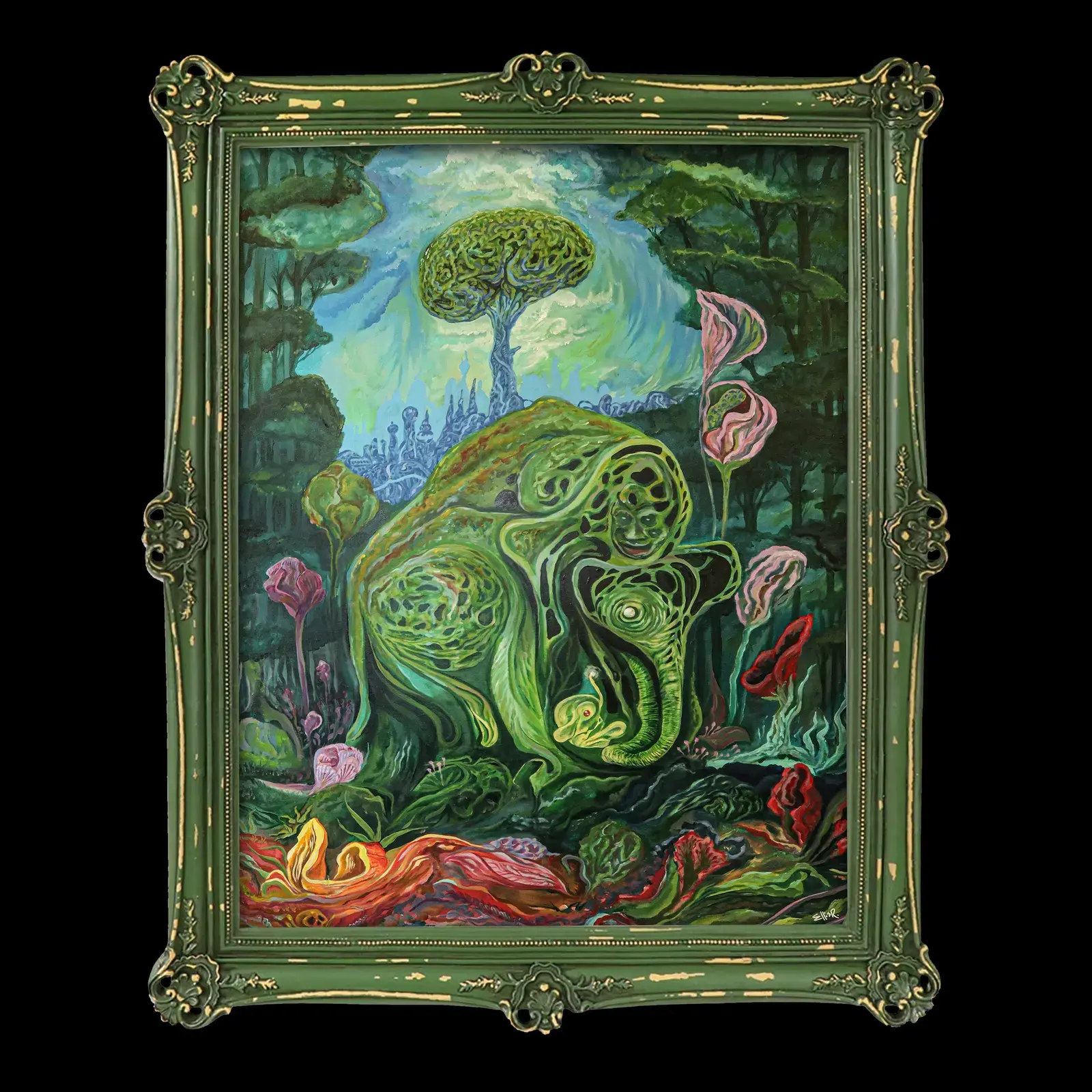 Drowsy Elephant Garden - Print/Framed (11x14)