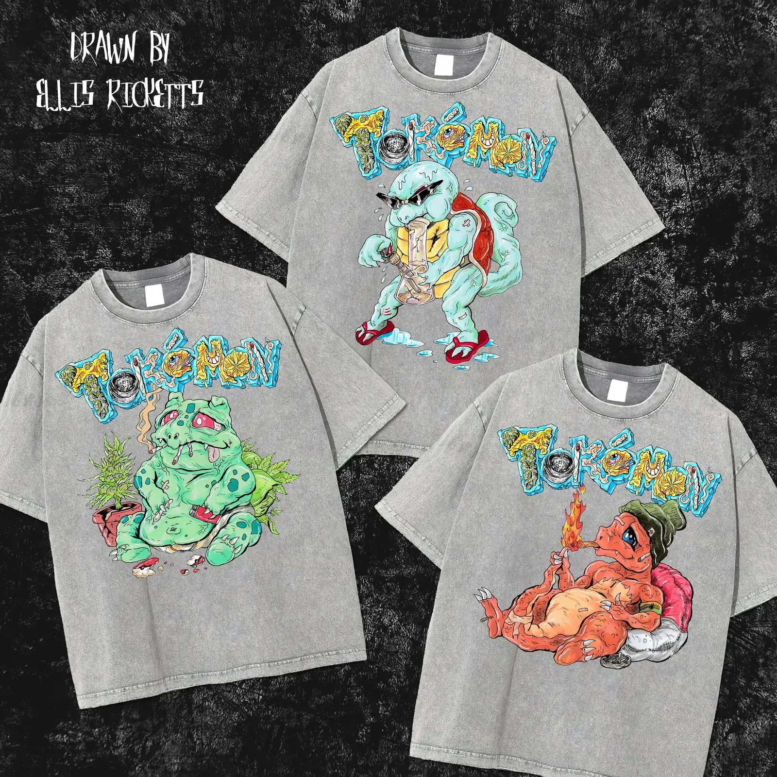 Tokémon Bulbasaur - Acid Wash Grey Tee, photo 2 of 2