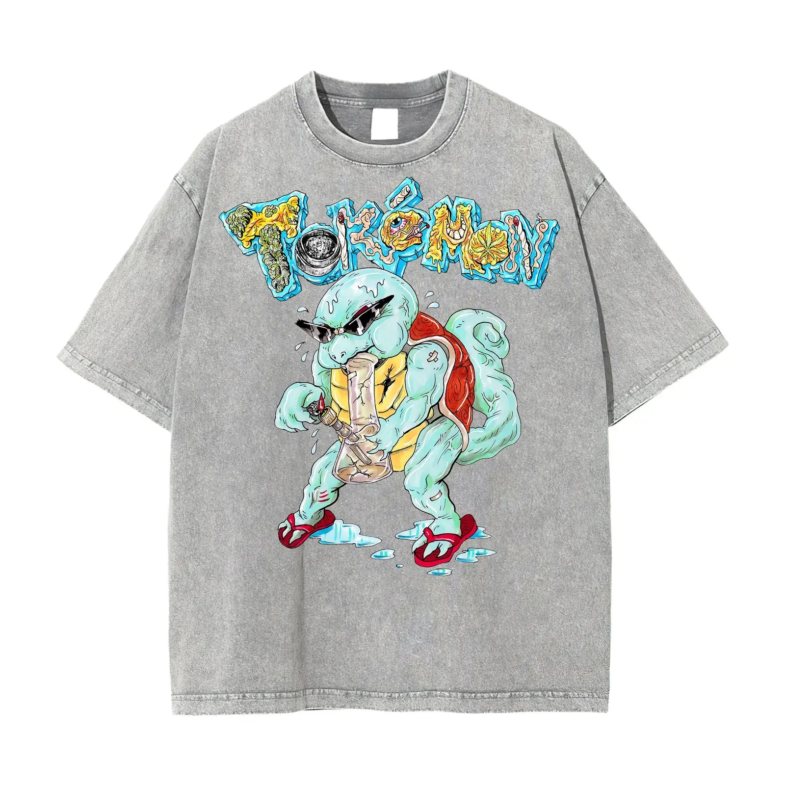 Tokémon Squirtle - Acid Wash Gray Tee