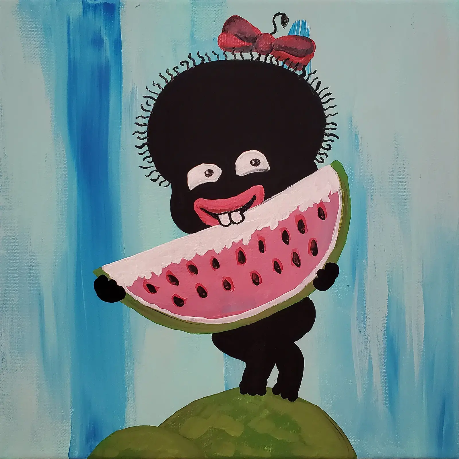 Watermelon Child - Acrylic on Canvas (12x12)
